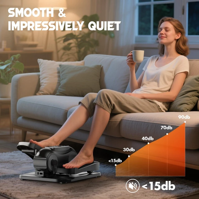 Alt view image 4 of 7 - Under Desk Elliptical Machine, Elliptical Leg Exerciser as Seen on TV | Portable Quiet Electric Seated Pedal, 12 Speed & 12 Modes, Remote Control, Clear Display, Gift for Senior Women & Men