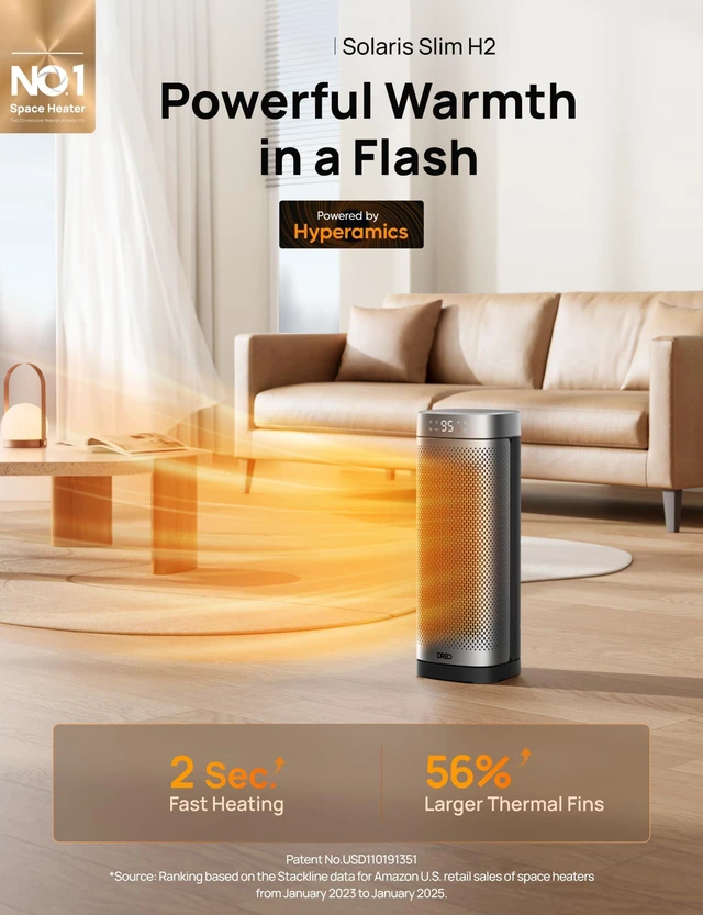 Alt view image 2 of 7 - Space Heaters for Indoor Use, 16 Inch Electric Heater for Large Room | 1500W Fast Heating, Quiet Operation, Remote Control, 12H Timer, ECO Mode, Digital Thermostat and Shield360° Safety