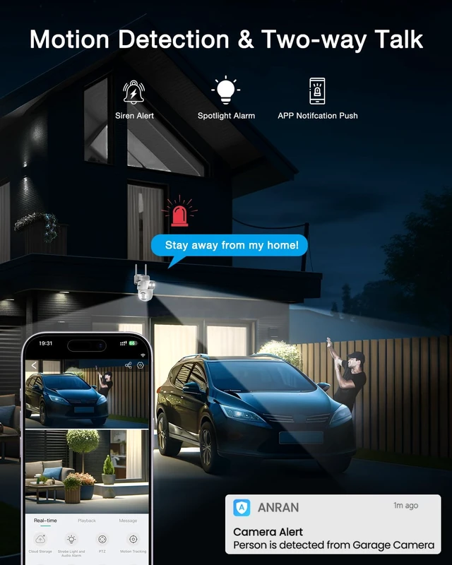 Alt view image 7 of 7 - 2K Dual Lens Solar Security Cameras Wireless Outdoor, 360° PTZ View | 3MP Color Night Vision, PIR Motion Detection, Spotlight Alarm, Easy To Install, Two-Way Audio, IP66 Waterproof, 2.4GHz WiFi