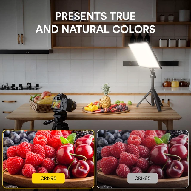 Alt view image 4 of 7 - 13" LED Video Soft Light Panel with Desk Stand | 19.5w 650lux/M Photography Studio Lights with Cri>95 & 2500-6500k, For Tiktok, Youtube Video Recording and Streaming