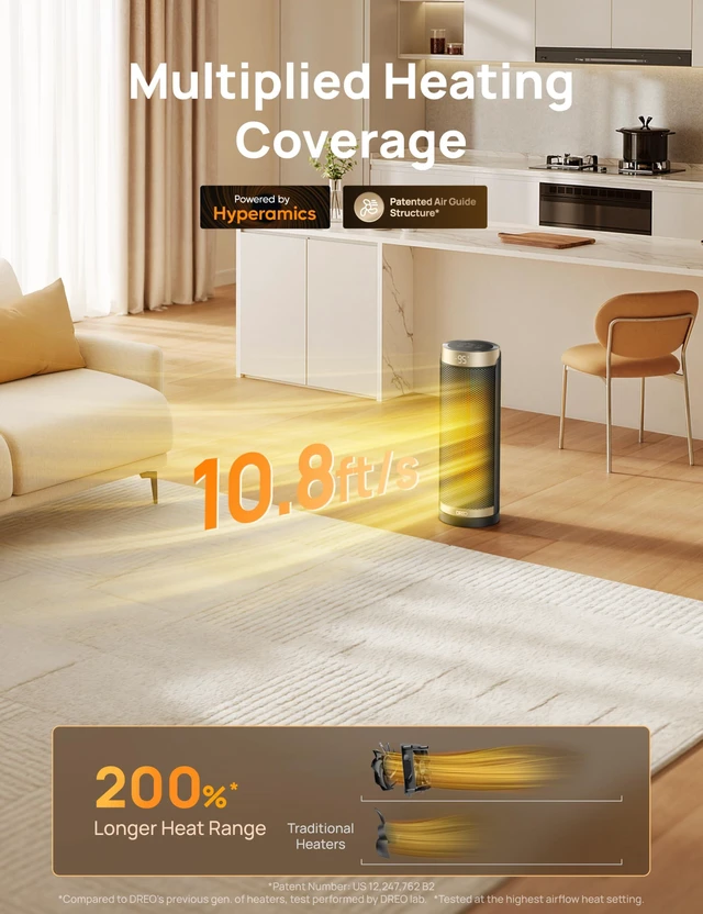 Alt view image 3 of 7 - Space Heaters for Indoor Use with Thermostat, 1500W Electric Heaters | Fast Heating, Quiet Operation, 70° Oscillation, Remote Control, 12H Timer, ECO Mode, ETL-Certified Safety Heat for Large Room