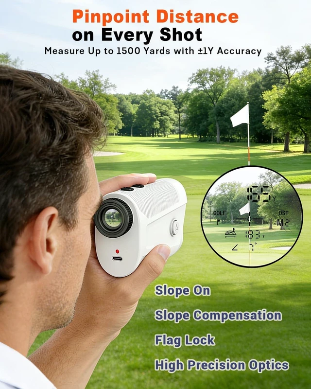 Alt view image 3 of 7 - Golf Rangefinder with Slope 1500 Yards | Laser Range Finder with Magnetic Mount, Flag Lock Vibration & 7X Magnification