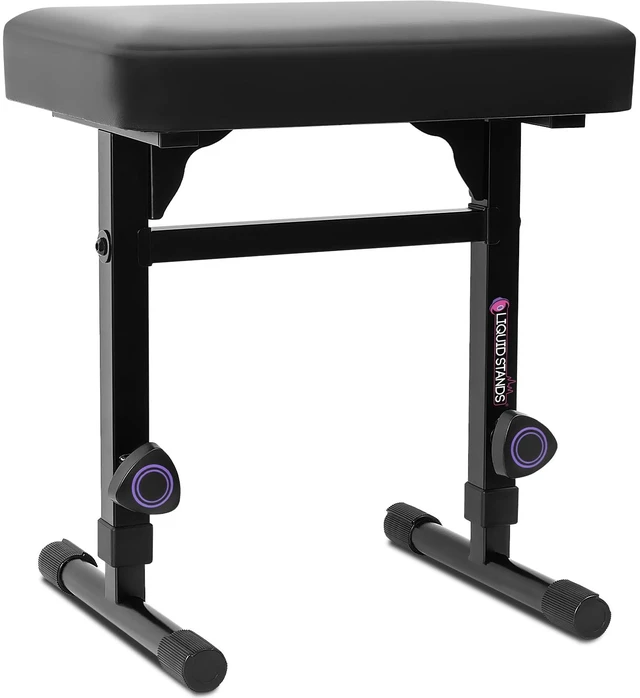 Main image of Piano Bench Adjustable Stool Music Keyboard Bench Seat for Piano Keyboard Stand with Black Padded Cushion for Musicians Piano Stool Chair (PU Leather)