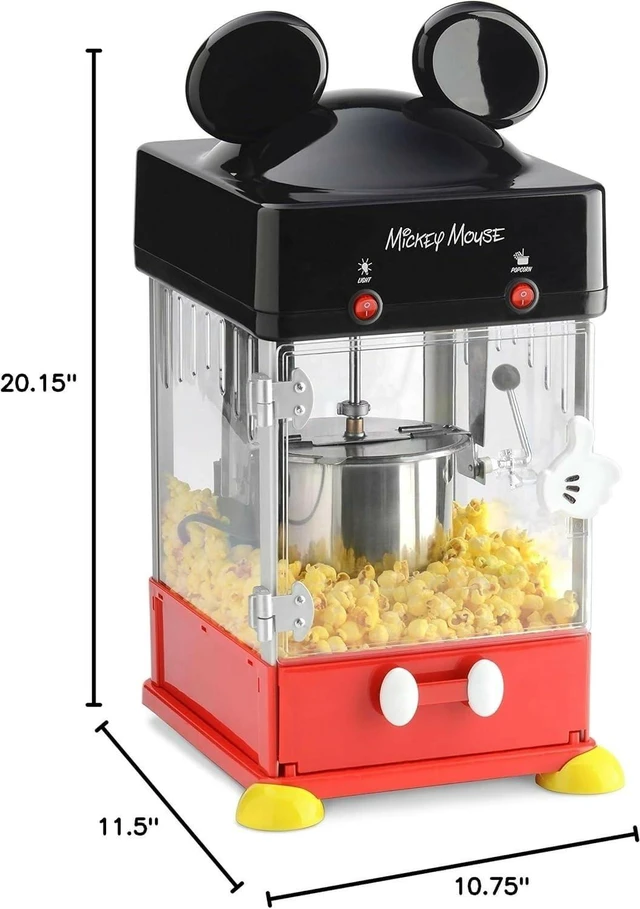 Alt view image 5 of 5 - Disney Mickey Mouse Kettle Style Popcorn Popper by | Countertop Popcorn Machine for Home, Kitchen Appliance for Kettle Style Popcorn, Electric Popcorn Maker with Serving Cups