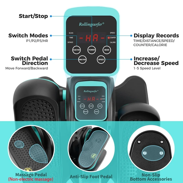 Alt view image 2 of 7 - Under Desk Elliptical Machine, Electric Leg Exerciser for Seniors, Compact Seated Pedal Exerciser, Portable Elliptical Trainer with Remote and Non-Slip Pedals for Teens Adults