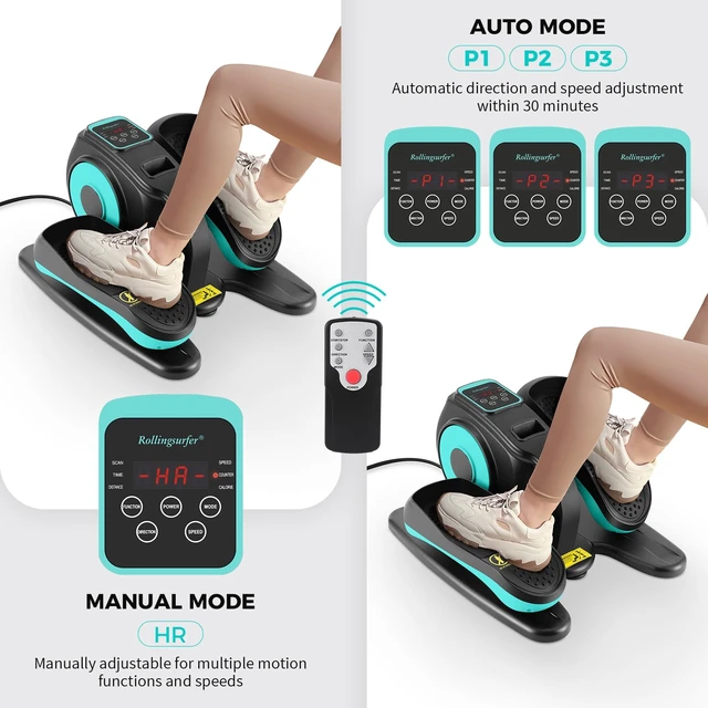 Alt view image 3 of 7 - Under Desk Elliptical Machine, Electric Leg Exerciser for Seniors, Compact Seated Pedal Exerciser, Portable Elliptical Trainer with Remote and Non-Slip Pedals for Teens Adults