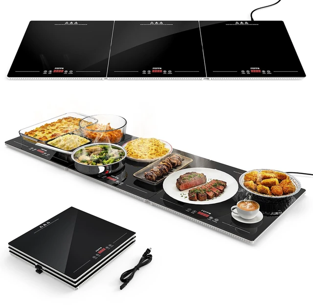 Main image of 2026 Electric Food Warming Tray 47"x15" Rectangular Kitchen Appliance | 3-in-1 Modular Food Warmer with Independent Temp & Timer Control, Glass Food Warming Mat, Ideal for Catering & Gatherings