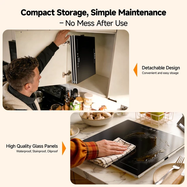 Alt view image 6 of 7 - 2026 Electric Food Warming Tray 47"x15" Rectangular Kitchen Appliance | 3-in-1 Modular Food Warmer with Independent Temp & Timer Control, Glass Food Warming Mat, Ideal for Catering & Gatherings