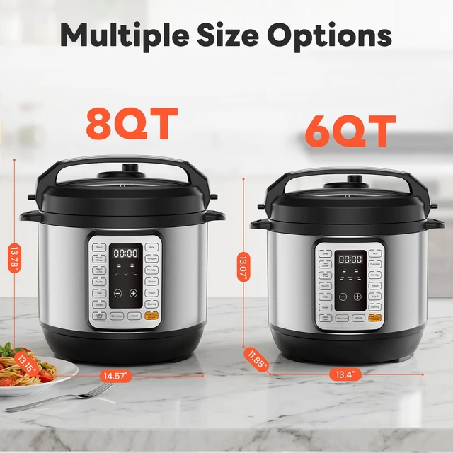 Alt view image 2 of 7 - 16-in-1 Electric Pressure Cooker 8QT, 12-Preset Multi Cookers with Ceramic Pot, Slow Cook Rice Steamer Sauté Soup Yogurt Maker and More, Recipe Book