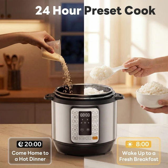 Alt view image 6 of 7 - 16-in-1 Electric Pressure Cooker 8QT, 12-Preset Multi Cookers with Ceramic Pot, Slow Cook Rice Steamer Sauté Soup Yogurt Maker and More, Recipe Book