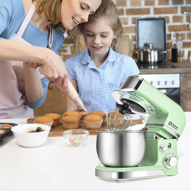 Alt view image 6 of 7 - Stand Mixer,3.2Qt Small Electric Food Mixer,6 Speeds Portable Lightweight Kitchen Mixer for Daily Use with Egg Whisk,Dough Hook,Flat Beater