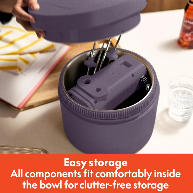 Alt view image 3 of 6 - 3.5 Qt Hand & Stand Mixer, 2 in 1 Electric Mixer with Bowl, Plum