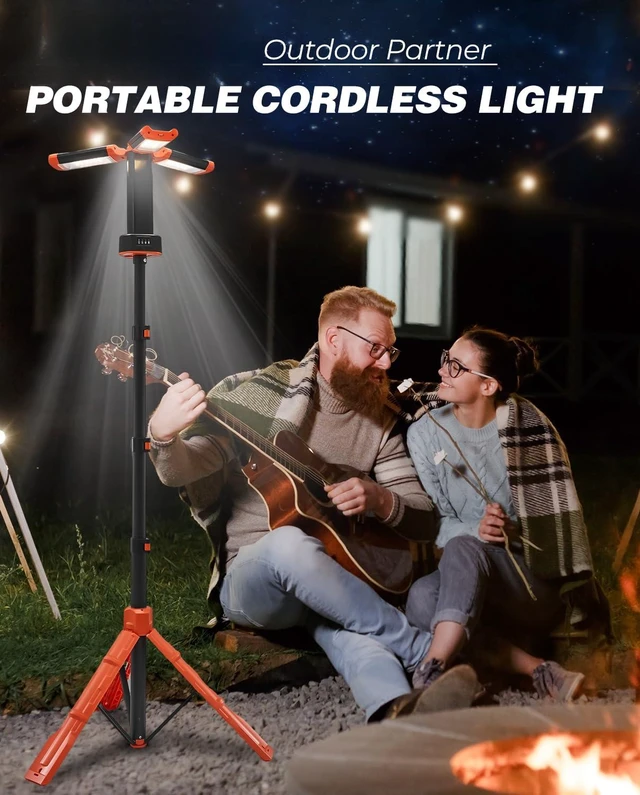 Alt view image 4 of 7 - Portable Camping Light with Stand 12000mAh 73.2" Work Light LD10 | 3200 Lumen,with Bag, Adjustable Height,Rechargeable,4 Lighting Modes, for Garage, Outdoor, Emergency Power Outages, Fishing