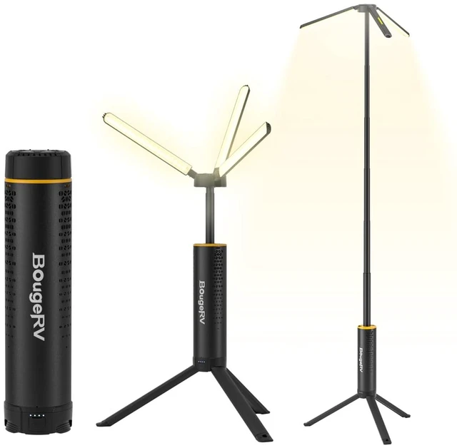 Main image of Telescopic Camping Light T1, 15600mAh Rechargeable Lantern, Black | 5.5 ft Adjustable Height, 1000x3 Lumens, 8-102H Runtime, 270°/180° Rotation, 3 Color Modes, Honeycomb Cutout Design, Outdoor