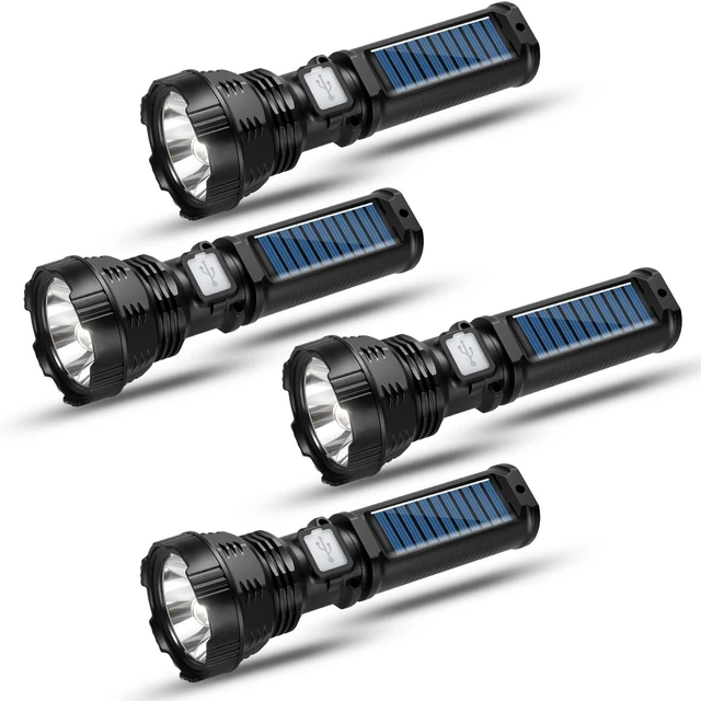 Main image of Led Solar Flashlight, 1500 Lumens Led Solar Handheld Flashlights with IP65 Waterproof for Survival Emergencies Camping (4 Packs)