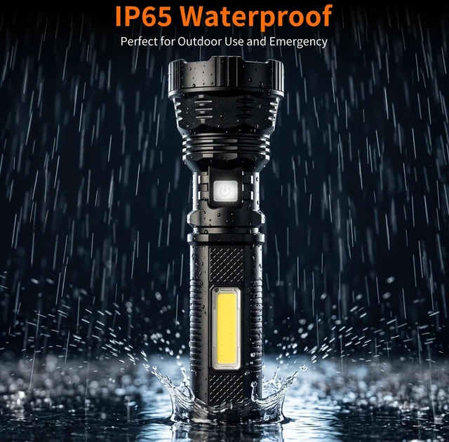 Alt view image 7 of 7 - Led Solar Flashlight, 1500 Lumens Led Solar Handheld Flashlights with IP65 Waterproof for Survival Emergencies Camping (4 Packs)