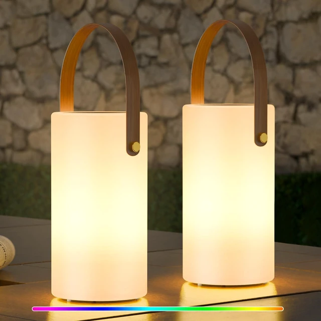 Main image of Solar Table Lamp Outdoor Lantern 2 In 1 Rechargeable Waterproof | 2-Pack LED Portable Cordless Lights | with Remote 8 Colors | USB Battery Operated | IP44 for Patio Camping Outside/Indoor