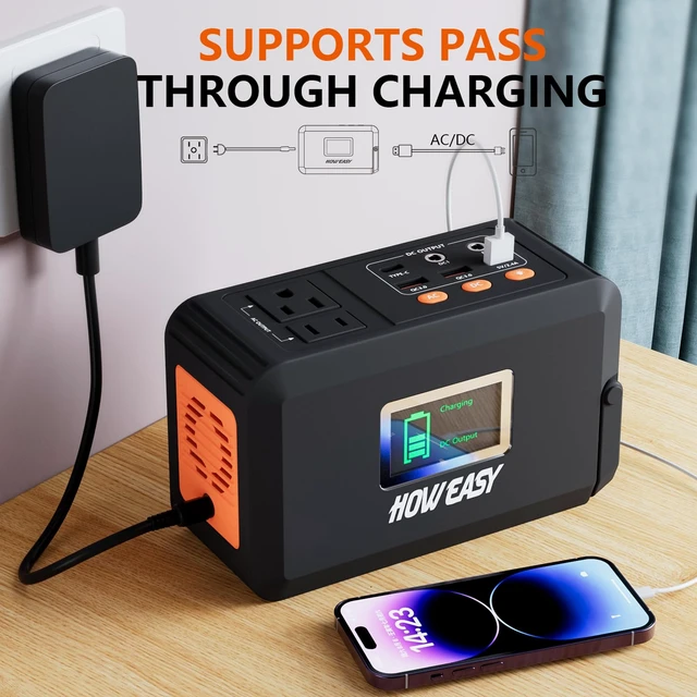 Alt view image 5 of 7 - Portable Power Station,120W(240W Peak) Solar Generator | 88Wh Lithium Battery Power with 110V AC Outlet/DC/USB/LED Light for Outdoor Camping Trip Hunting Emergency