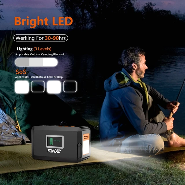 Alt view image 7 of 7 - Portable Power Station,120W(240W Peak) Solar Generator | 88Wh Lithium Battery Power with 110V AC Outlet/DC/USB/LED Light for Outdoor Camping Trip Hunting Emergency