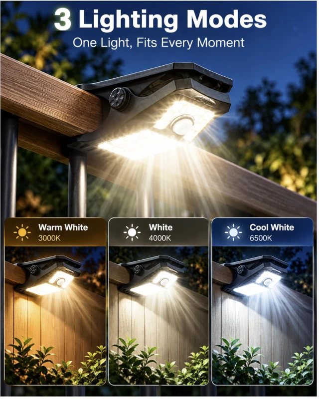 Alt view image 4 of 7 - 118Leds Solar Motion Sensor Lights Outdoor, Clip on Solar Lights Outdoor Waterproof, High Bright Solar Powered Security Lights for Outside Fence Chain Link Camping (4, 118 LED)