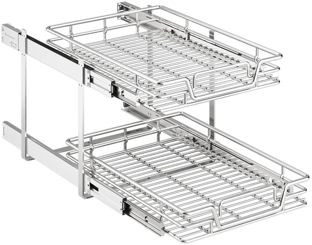 Main image of 2-Tier Kitchen Cabinet Pull Out Shelf and Drawer Organizer Slide Out Pantry Storaqe Basket in Multiple Sizes (19" W x 21" D)