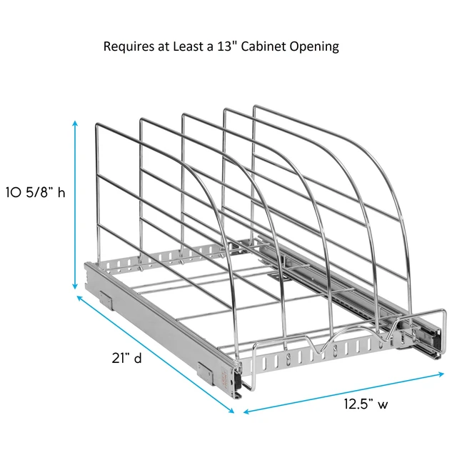 Alt view image 7 of 7 - Pull Out Organizer for Bakeware, Cutting Board and Trays, 12.5W x 21D | Stores Cutting Board and Trays, Adjustable Dividers, Heavy Duty, Lifetime Limited Warranty - For Narrow Cabinet Spaces