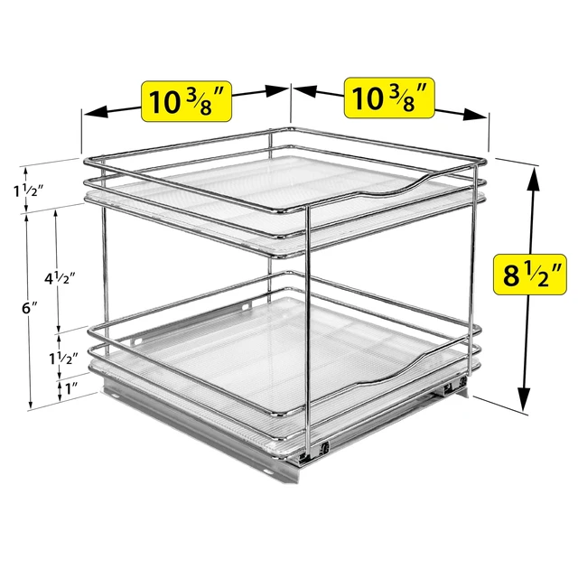 Alt view image 5 of 7 - Pull Out Spice Organization for Cabinets - 10-3/8 inch Wide Spice Rack for Inside Cabinets, Slide Out Spice Rack Organizer for cabinet Pull Out Spice Rack, Sliding 2 Tier Chrome