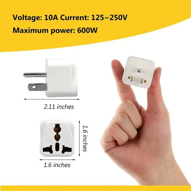 Alt view image 2 of 7 - SOEWIOU 4 Pack Universal Adapter, Europe to US Plug Travel Adapters (White)