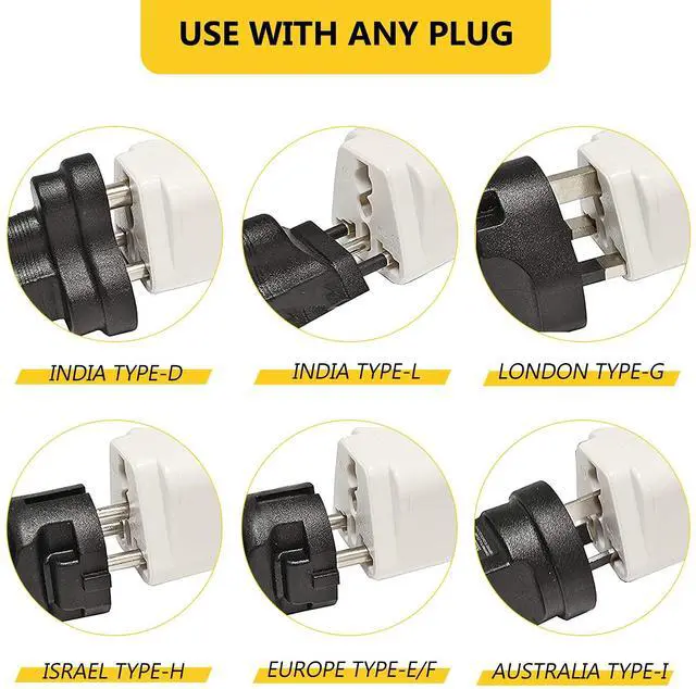 Alt view image 3 of 7 - SOEWIOU 4 Pack Universal Adapter, Europe to US Plug Travel Adapters (White)