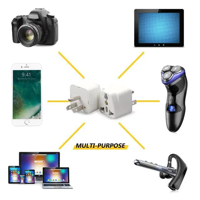 Alt view image 7 of 7 - SOEWIOU 4 Pack Universal Adapter, Europe to US Plug Travel Adapters (White)