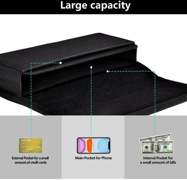 Alt view image 3 of 7 - SOEWIOU Rugged Nylon Holster Compatible with iPhone 16/15/14/13/12 Pro Max & Plus,17 Air Models, Galaxy S24/S23/S21/S20 FE Cell Phone Belt Holder for Men, Black - XL