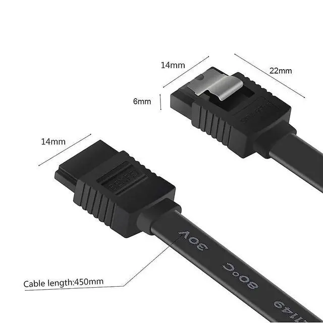 Alt view image 4 of 6 - SOEWIOU SATA Cable III, 3 Pack SATA Cable III 6Gbps Straight HDD SDD Data Cable with Locking Latch 18 Inch Compatible for SATA HDD, SSD, CD Driver, CD Writer - Black