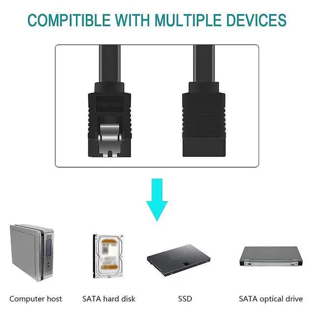 Alt view image 5 of 6 - SOEWIOU SATA Cable III, 3 Pack SATA Cable III 6Gbps Straight HDD SDD Data Cable with Locking Latch 18 Inch Compatible for SATA HDD, SSD, CD Driver, CD Writer - Black
