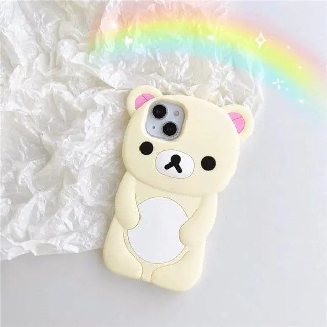 Alt view image 2 of 7 - SOEWIOU Ultra Thick Soft Silicone Case for Apple Teddy Bear Animal 3D Cartoon Japanese Cute Lovely Adorable Kawaii Kids Girls Women (Beige, for iPhone 13)
