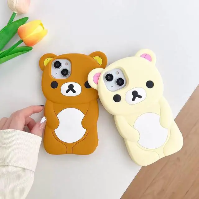 Alt view image 4 of 7 - SOEWIOU Ultra Thick Soft Silicone Case for Apple Teddy Bear Animal 3D Cartoon Japanese Cute Lovely Adorable Kawaii Kids Girls Women (Beige, for iPhone 13)