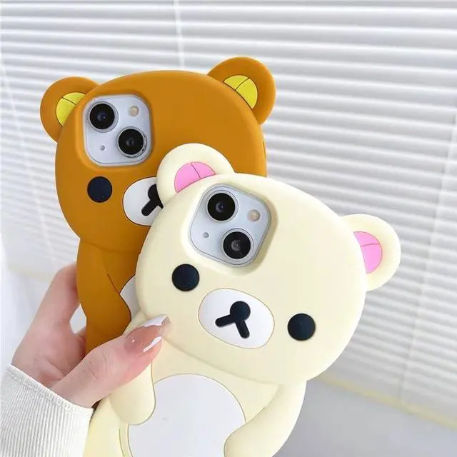 Alt view image 5 of 7 - SOEWIOU Ultra Thick Soft Silicone Case for Apple Teddy Bear Animal 3D Cartoon Japanese Cute Lovely Adorable Kawaii Kids Girls Women (Beige, for iPhone 13)