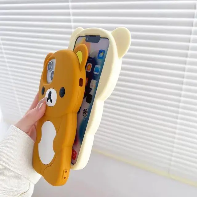 Alt view image 6 of 7 - SOEWIOU Ultra Thick Soft Silicone Case for Apple Teddy Bear Animal 3D Cartoon Japanese Cute Lovely Adorable Kawaii Kids Girls Women (Beige, for iPhone 13)