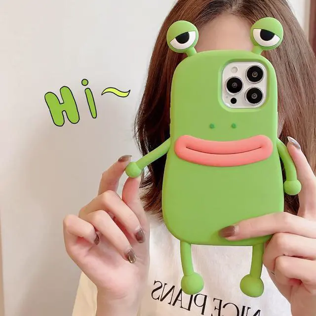 Alt view image 2 of 7 - SOEWIOU Ugly Case Compatible with iPhone 16 Pro Max, Kawaii Phone Case 3D Cartoon Cute Frog Soft Silicone Unique Fun Cover Slim Fit Anti-Drop Protector for Women Girls Green