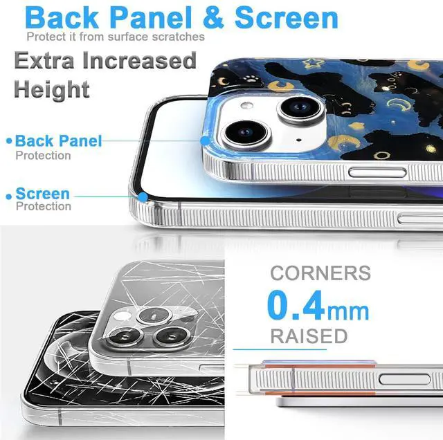 Alt view image 5 of 7 - SOEWIOU iPhone 13/14 Case, Black Cat Design, Slim Silicone Bumper Case, Wireless Charging Compatible