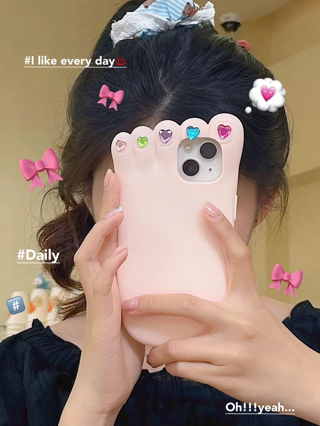 Alt view image 6 of 7 - SOEWIOU Case for iPhone 13,3D Kawaii Phone Cases Funny Cute Cartoon Foot Nail EnhancementCover Soft Silicone Gel Drop Protection Case Women Girls for iPhone 13