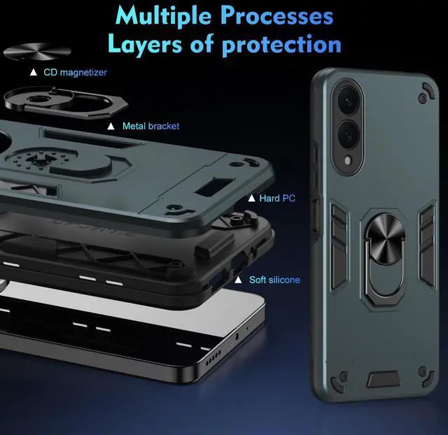 Alt view image 7 of 7 - SOEWIOU Case with Stander Fashion Cover KickStand Case For Samsung Galaxy S25 Edge (Green)