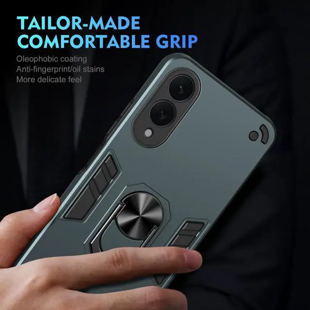 Alt view image 5 of 7 - SOEWIOU Case with Stander Fashion Cover KickStand Case For Samsung Galaxy S25 Edge (Green)