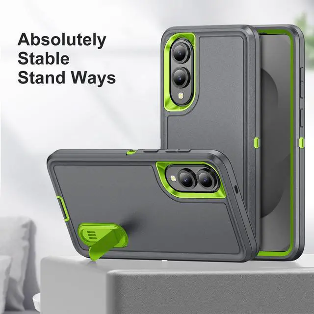 Alt view image 3 of 7 - SOEWIOU Case with Stander Fashion Cover KickStand Case For Samsung Galaxy S25 Edge (Gray)