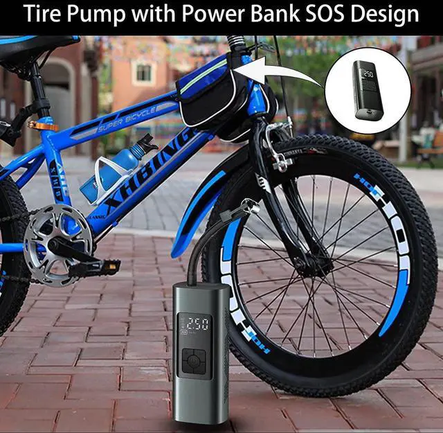 Alt view image 3 of 7 - SOEWIOU Tire Inflator Portable Air Compressor for Car Tires 12 Volt Electric Car Air Pump Rechargeable 6000mA 140PSI Tire inflator Pump with Pressure Gauge Auto-Off for Car Bike Balls, Power Bank SOS