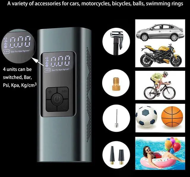 Alt view image 6 of 7 - SOEWIOU Tire Inflator Portable Air Compressor for Car Tires 12 Volt Electric Car Air Pump Rechargeable 6000mA 140PSI Tire inflator Pump with Pressure Gauge Auto-Off for Car Bike Balls, Power Bank SOS