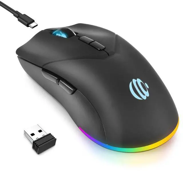 Main image of SOEWIOU Wireless Bluetooth Mouse, Rechargeable USB Optical Mouse, 3 Adjustable DPI, LED Silent Dual Mode(Bluetooth 5.2 and 2.4G) Wireless Mouse for Laptop, PC, MacIpadWide Compatibility. (Black)