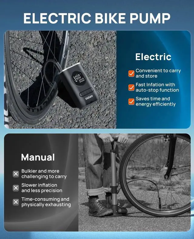 Alt view image 7 of 7 - VAREQOY Tire Inflator Portable Air Compressor - ZGZUXO 150PSI Cordless Air Pump for Car Tires with Pressure Gauge LED Light, Electric Bike Tire Pump for Car Motorcycle Bicycle Ball, Auto Shut-Off