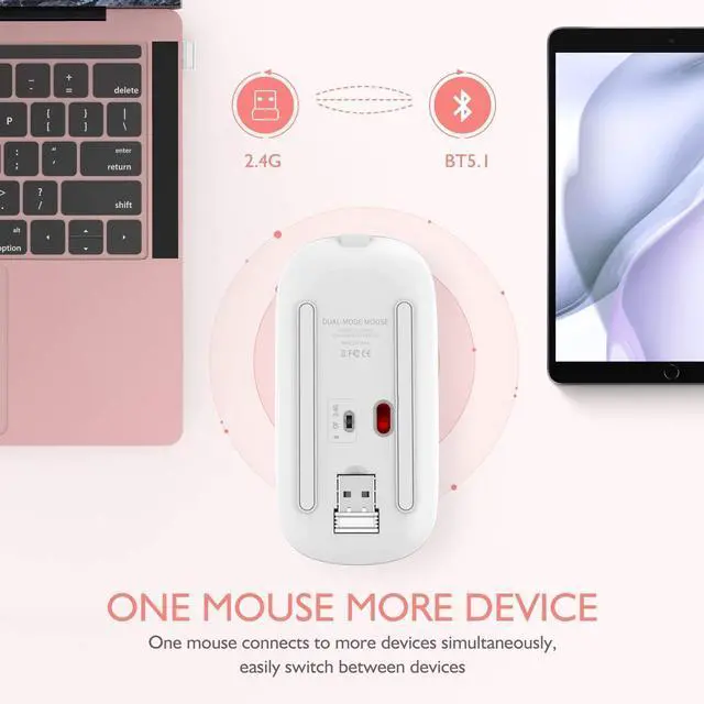 Alt view image 13 of 14 - Qullqian LED Bluetooth Mouse,Bluetooth Mouse for MacBook Pro/MacBook Air,Rechargeable Wireless Mouse for MacBook, Laptop, Mac,Computer Mouse (Rose Gold)