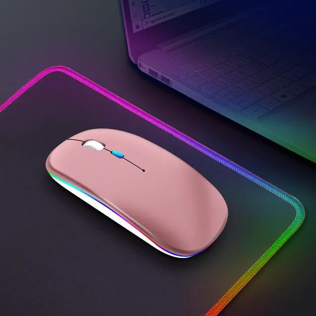 Alt view image 9 of 14 - Qullqian LED Bluetooth Mouse,Bluetooth Mouse for MacBook Pro/MacBook Air,Rechargeable Wireless Mouse for MacBook, Laptop, Mac,Computer Mouse (Rose Gold)