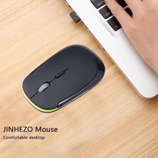 Alt view image 12 of 14 - JINHEZO for Computer Laptop Mouse Wireless, 2.4G Portable USB Optical Wireless Slim Computer Mice with USB Nano Receiver, Compatible with Win XP, 8, 9, 10, 11, etc (Black)
